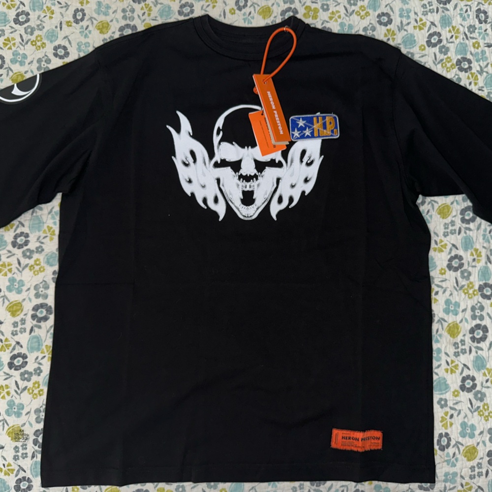 Heron Preston Black Short Sleeve Tee with Graphic Design